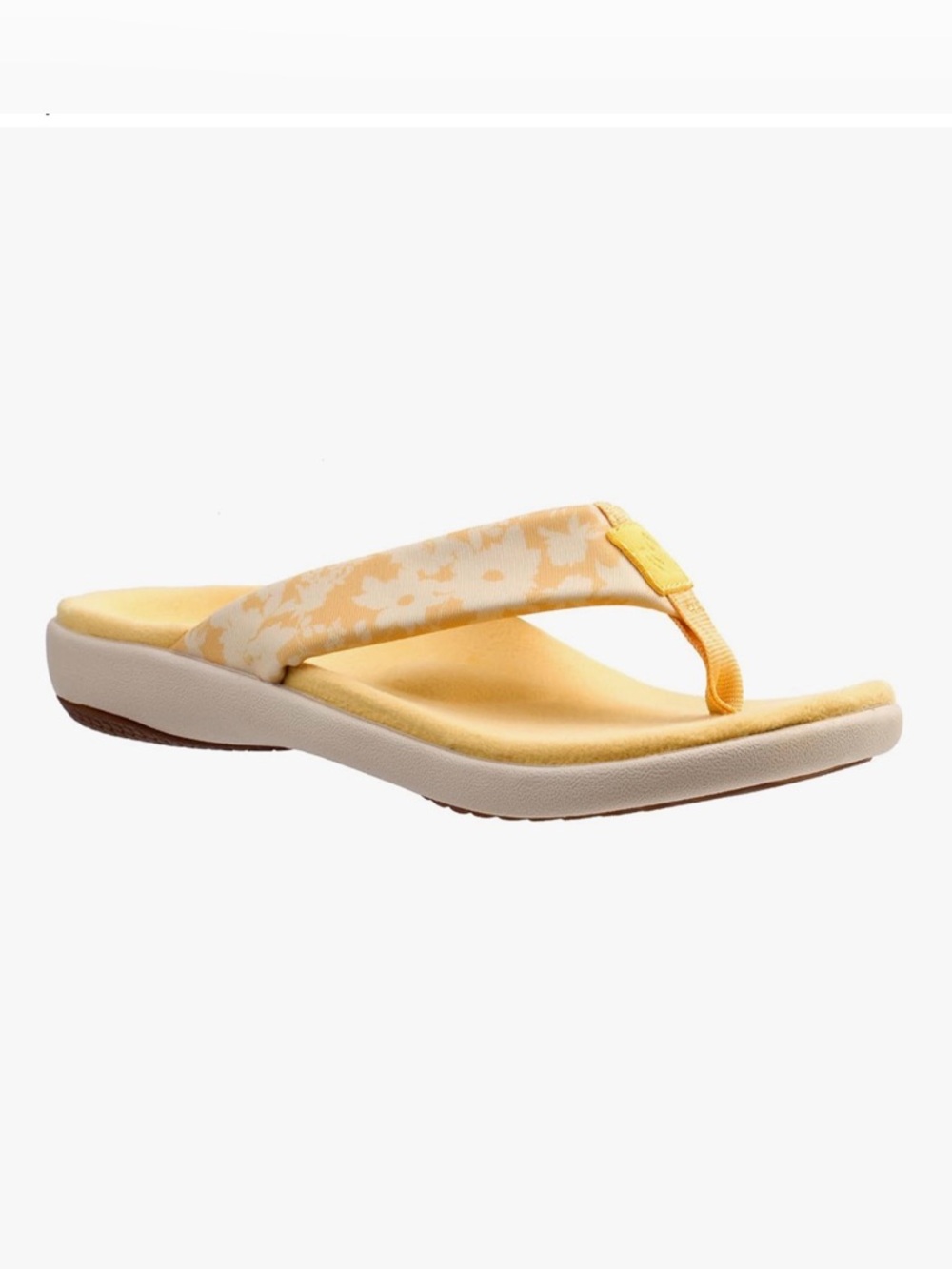 Spenco Women’s Yellow Floral-Print Comfort Flip Flops 12d